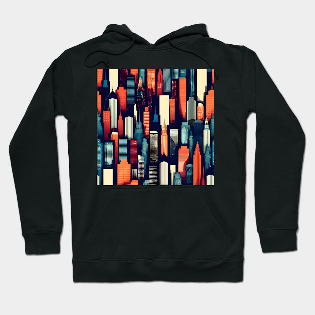 Urban Horizon 2: Stylistic Vector City Skyline Fabric Print Hoodie by AlexBRD